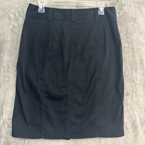 Ann Taylor Loft Pencil Knee Length Skirt Sz 6 Black Button Down Preppy Career - Picture 2 of 8